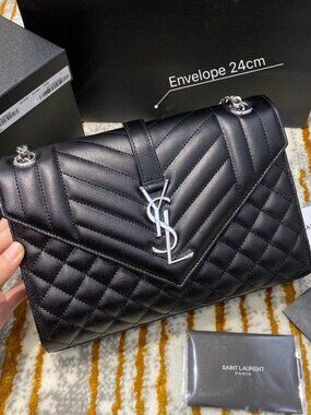 SAINT LAURENT ENVELOPE SMALL BAG IN MIX MATELASSE GRAIN DE POUDRE EMBOSSED LEAT